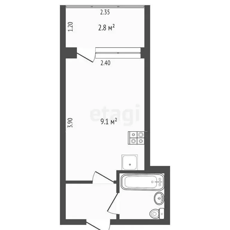 Квартира-студия: Тюмень, Харьковская улица, 69А (12.9 м) - Фото 0