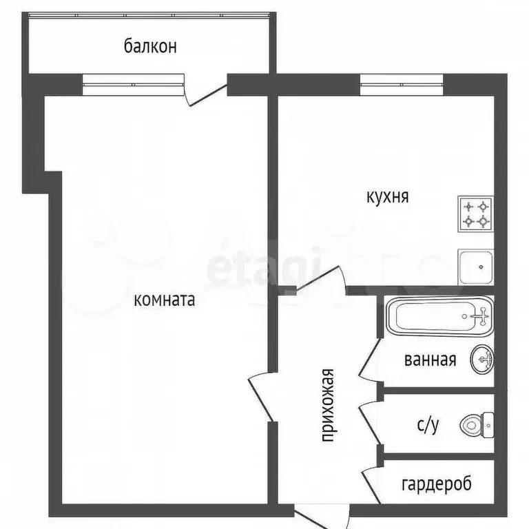 1-к. квартира, 31 м, 9/9 эт. - Фото 0