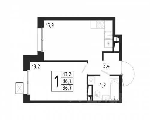1-к кв. Московская область, Химки Клязьма-Старбеево мкр, Международный ... - Фото 1
