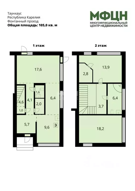 Таунхаус в Карелия, Петрозаводск проезд Фонтанный, 15В (105 м) - Фото 2