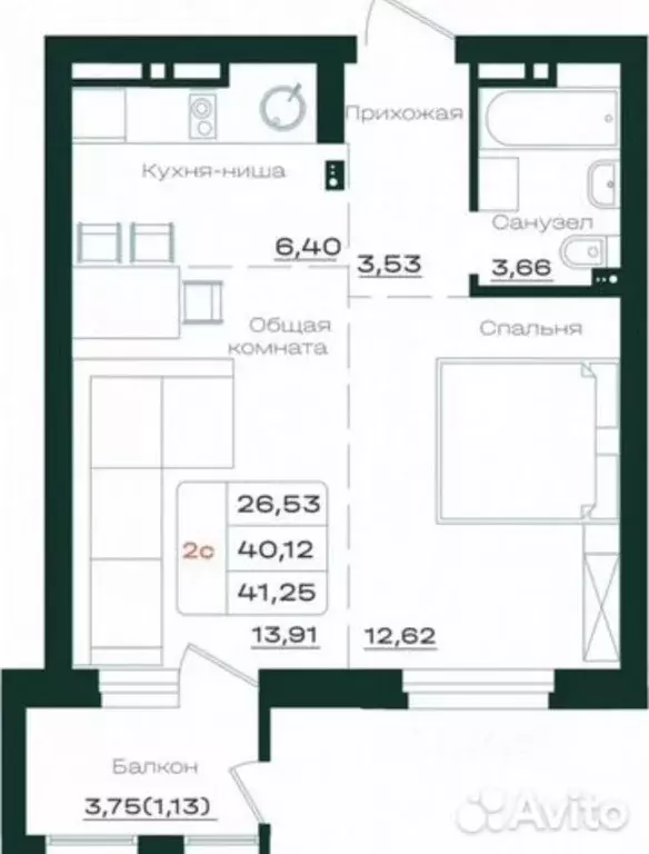 2-к кв. Алтайский край, Барнаул просп. Строителей, 18к1 (42.0 м) - Фото 2