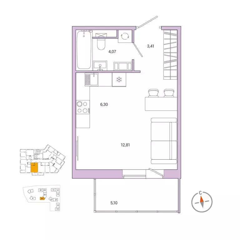 Квартира-студия: городской посёлок Янино-1, ЖК Янила Драйв (27.4 м) - Фото 1