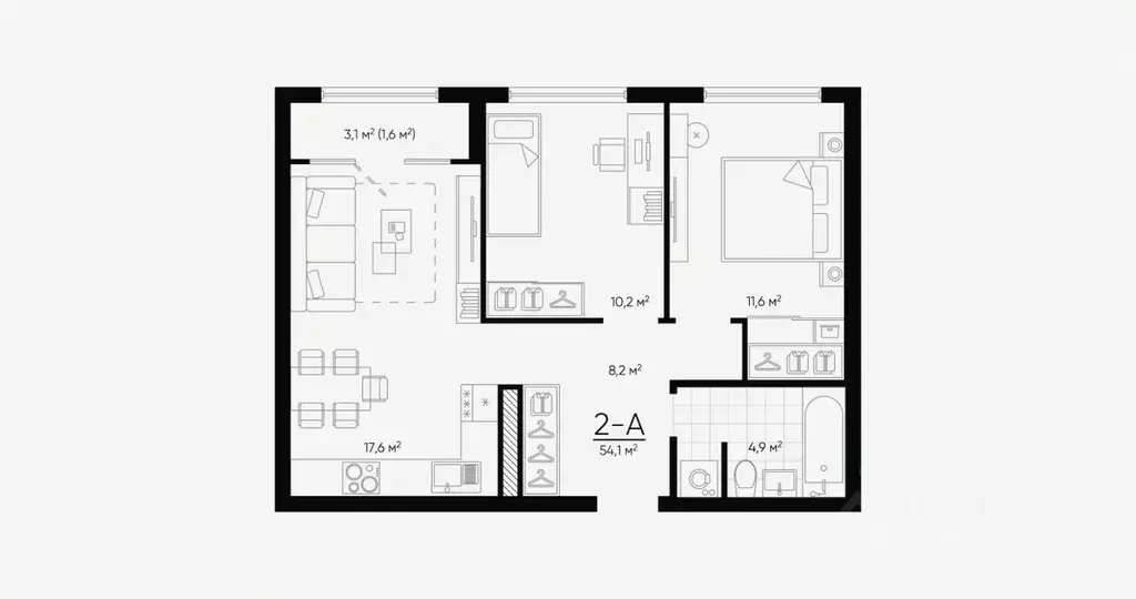 2-к кв. Свердловская область, Екатеринбург Академический мкр, 20-й ... - Фото 2