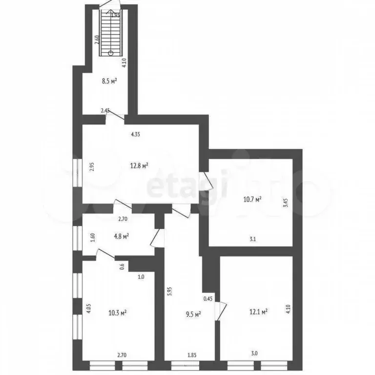 2-к. квартира, 59,7 м, 1/2 эт. - Фото 1