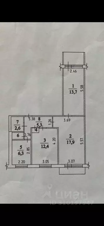 3-к кв. Кемеровская область, Кемерово ул. 1-я Линия, 6 (60.0 м) - Фото 0