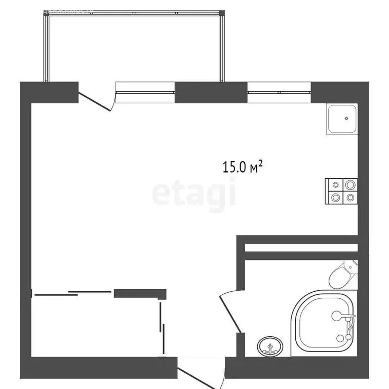 Квартира-студия: Тюмень, улица Василия Гольцова, 4 (29.8 м) - Фото 1
