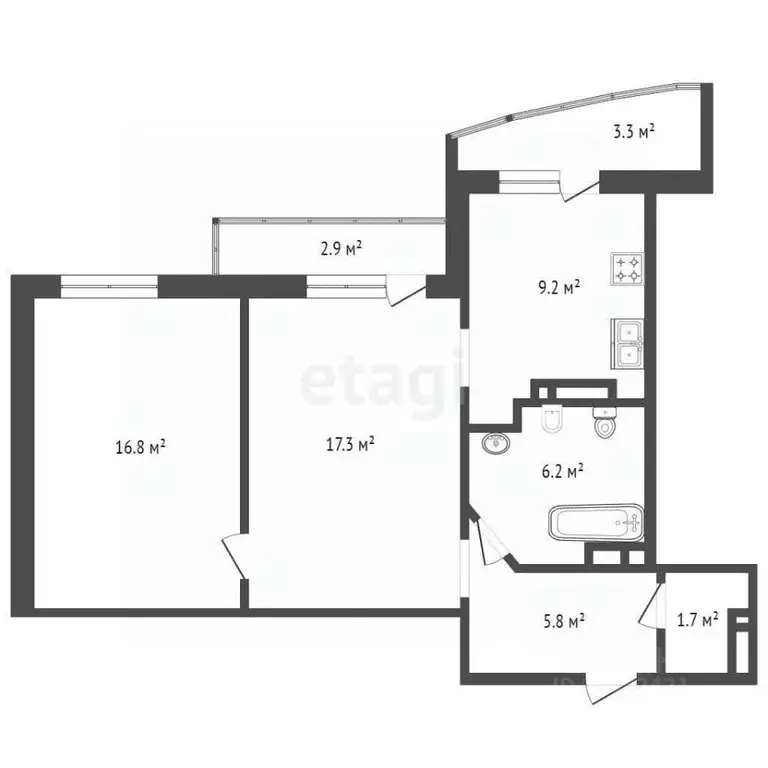 2-к кв. Удмуртия, Ижевск ул. Героя России Ильфата Закирова, 3 (56.5 м) - Фото 2