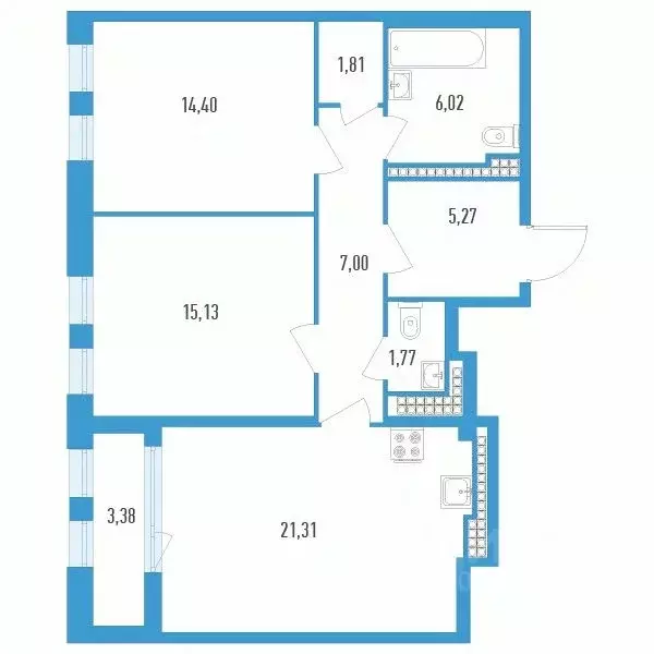 2-к кв. Санкт-Петербург Дефанс жилой комплекс (74.4 м) - Фото 0