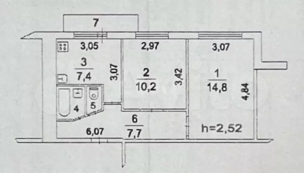 2-к. квартира, 42,9 м, 2/9 эт. - Фото 0