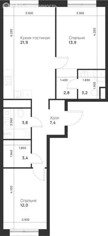 2-комнатная квартира: Москва, НАО, район Коммунарка, улица Разведчика ... - Фото 2