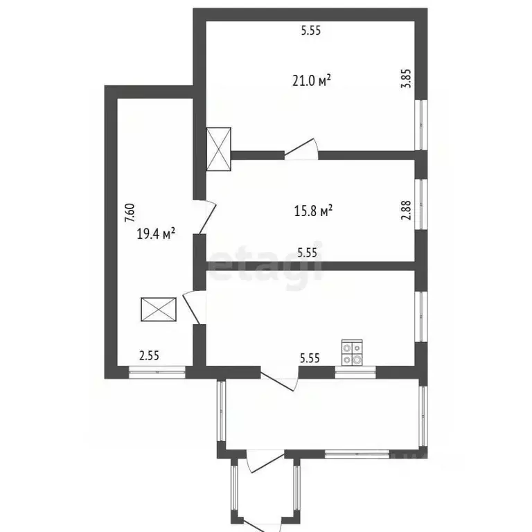 3-к кв. Воронежская область, Борисоглебск Юбилейная ул., 88 (56.2 м) - Фото 1