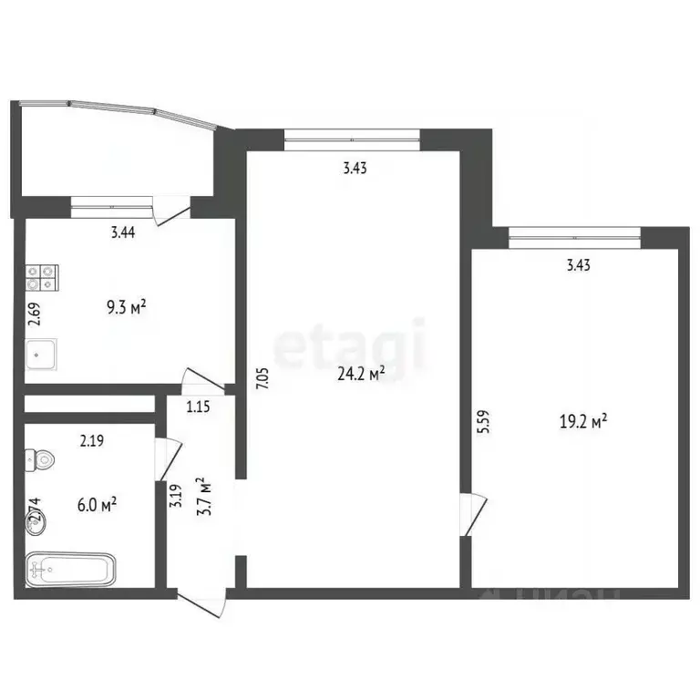 2-к кв. Тюменская область, Тюмень ул. Монтажников, 41 (62.6 м) - Фото 2