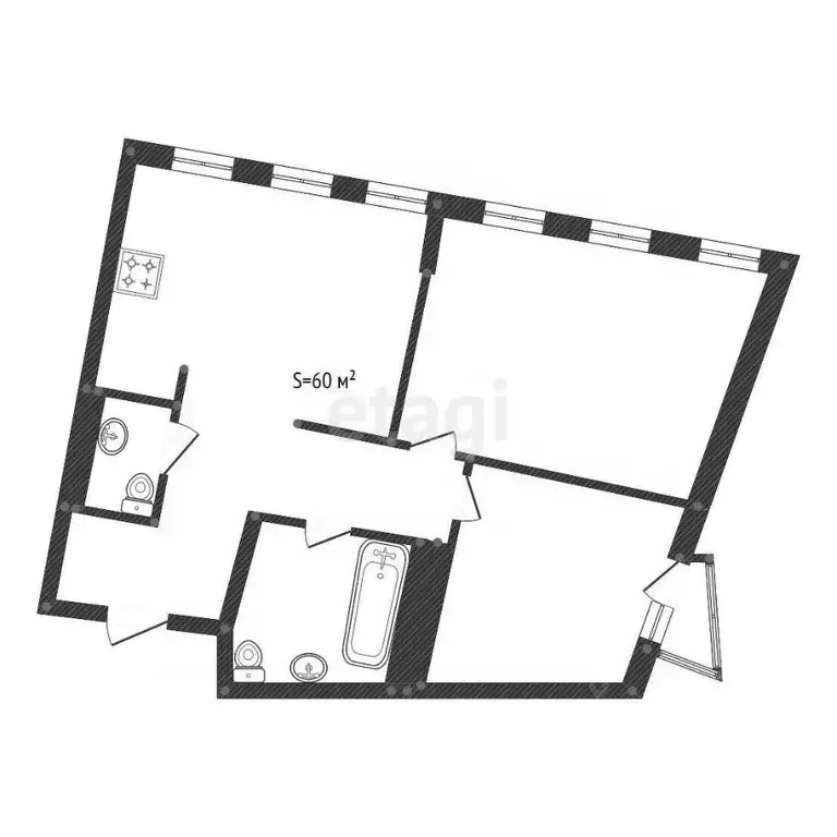 2-к кв. Башкортостан, Уфа Коммунистическая ул., 98/1 (60.0 м) - Фото 1