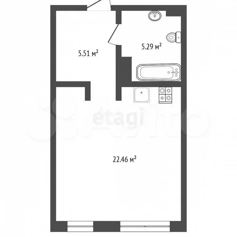 Квартира-студия, 33,6 м, 7/24 эт. - Фото 0