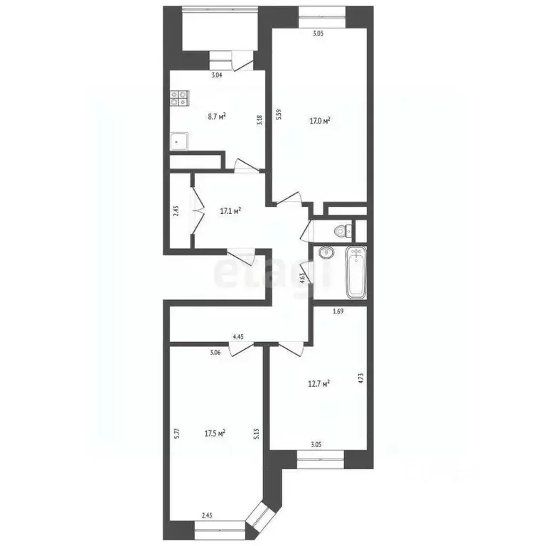 3-к кв. Москва Нижегородская ул., 17 (77.1 м) - Фото 1