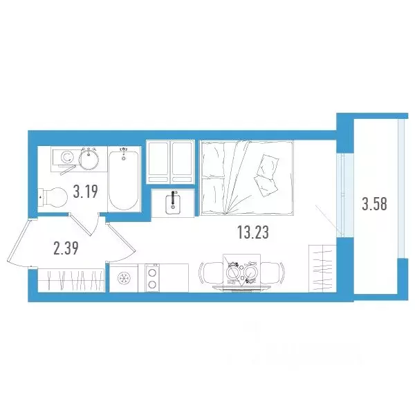 Студия Санкт-Петербург дор. Муринская, 67 (19.88 м) - Фото 0