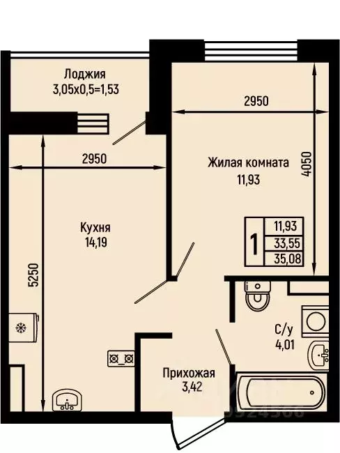 1-к кв. Краснодарский край, Туапсинский муниципальный округ, с. Небуг ... - Фото 0