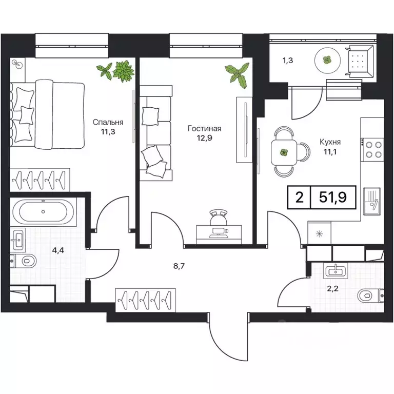 2-к кв. Московская область, Пушкино Пушкино Град жилой комплекс, к2 ... - Фото 1