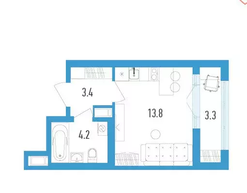 Квартира-студия: посёлок Шушары, Старорусский проспект, 3к2 (23 м) - Фото 1
