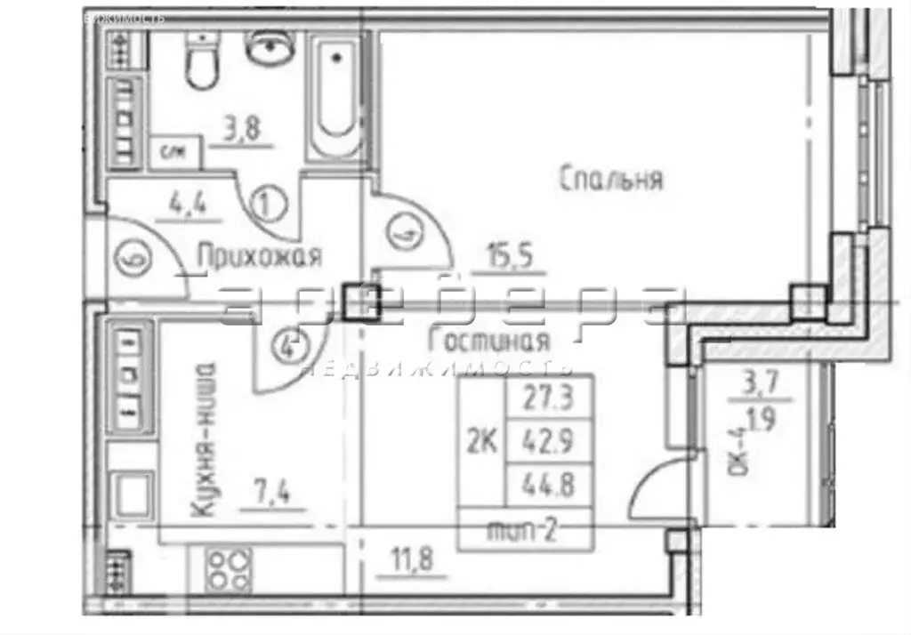 2-комнатная квартира: Красноярск, Норильская улица, 18В (45 м) - Фото 0