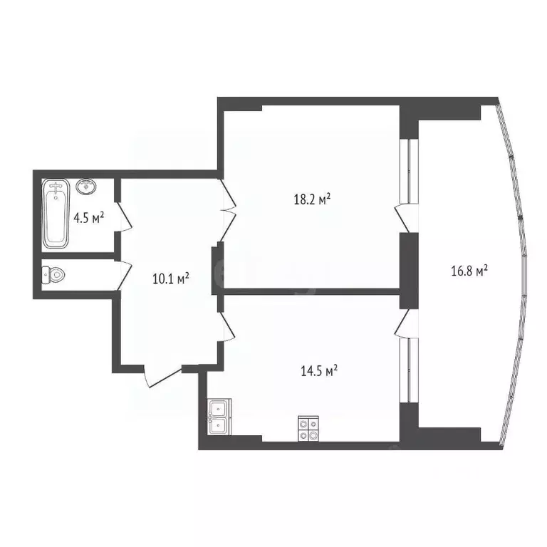 1-к кв. Тюменская область, Тюмень ул. Николая Зелинского, 5к2 (48.2 м) - Фото 0