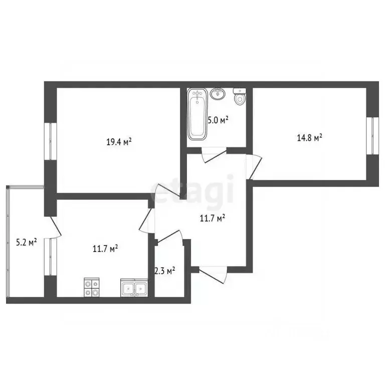 2-к кв. Забайкальский край, Чита Красноармейская ул., 14 (65.9 м) - Фото 2