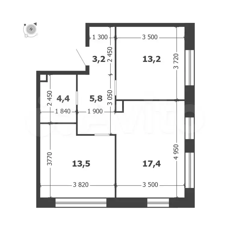 2-к. квартира, 57,5 м, 16/19 эт. - Фото 0