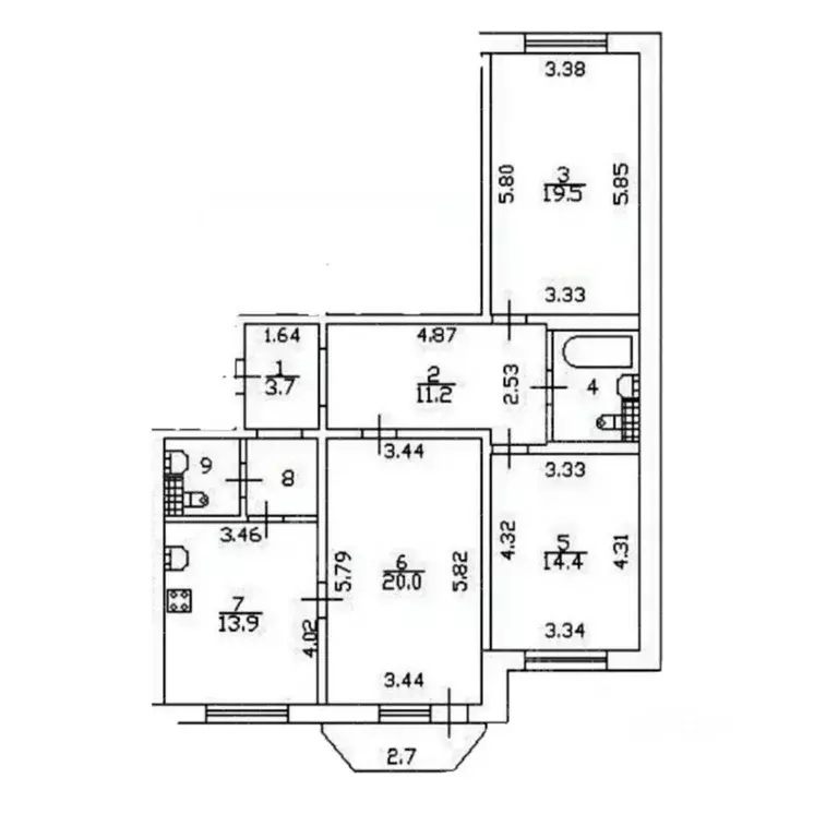 3-к кв. Санкт-Петербург ул. Есенина, 16к1 (92.4 м) - Фото 1