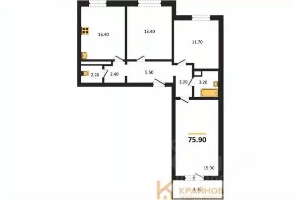 3-к кв. Воронежская область, Воронеж ул. Шидловского, 22 (75.9 м) - Фото 0