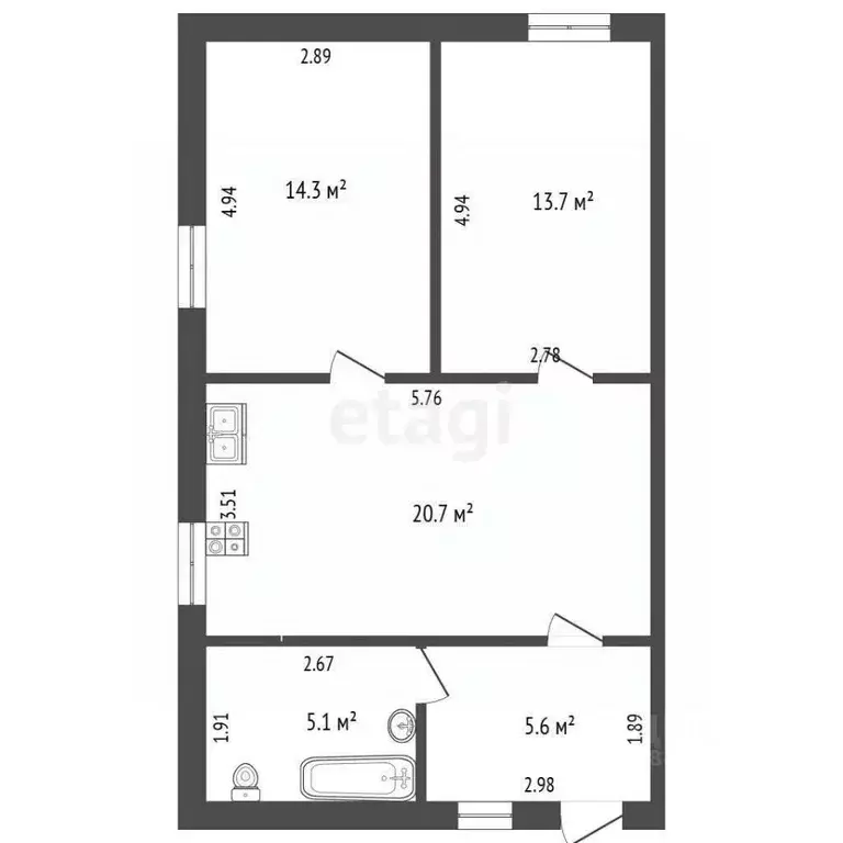 2-к кв. Ростовская область, Таганрог ул. Штыба, 37 (60.0 м) - Фото 1