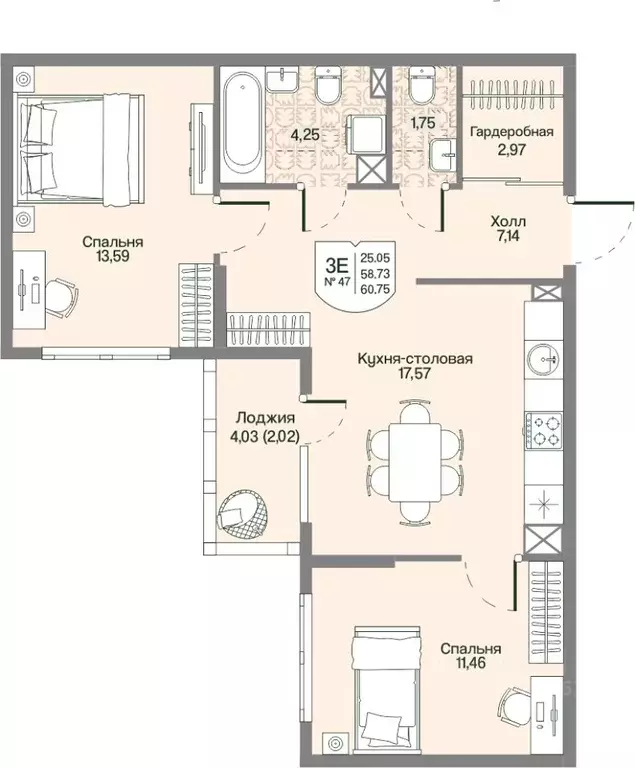 2-к кв. Ленинградская область, Всеволожский район, Бугровское ... - Фото 1