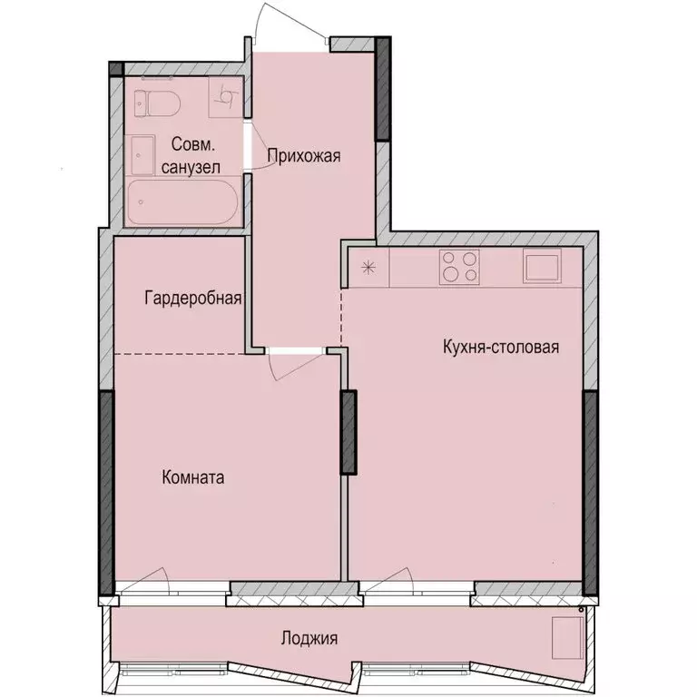 1-комнатная квартира: Казань, жилой район Седьмое Небо, ЖК Унай (44.3 ... - Фото 0