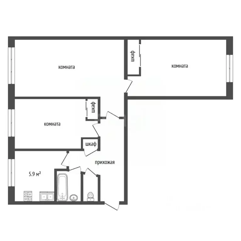 3-к кв. Пермский край, Чернушка Коммунистическая ул., 37 (58.2 м) - Фото 1