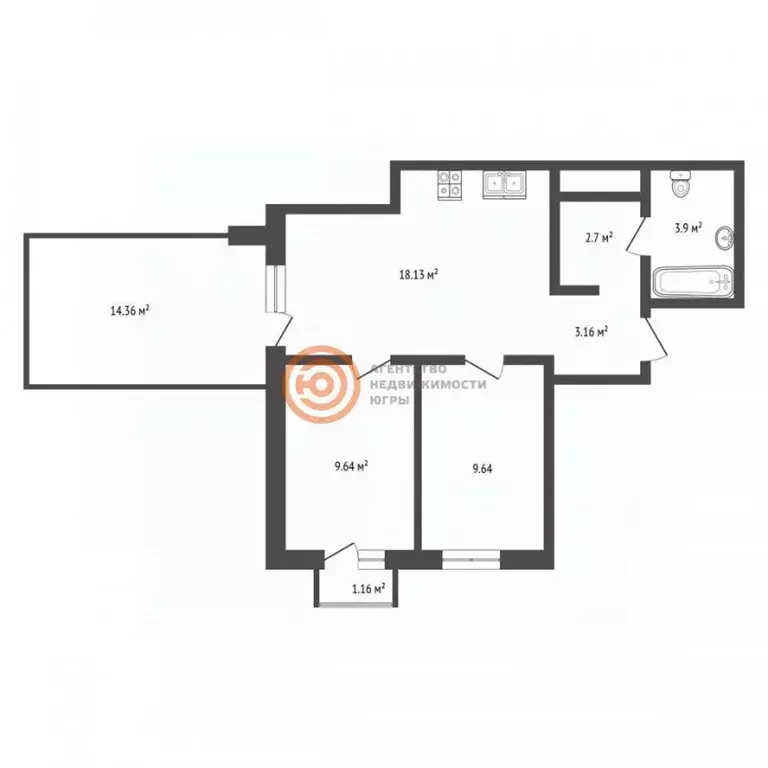 2-к кв. Тюменская область, Тюмень ул. Геннадия Райкова, 19 (47.0 м) - Фото 2