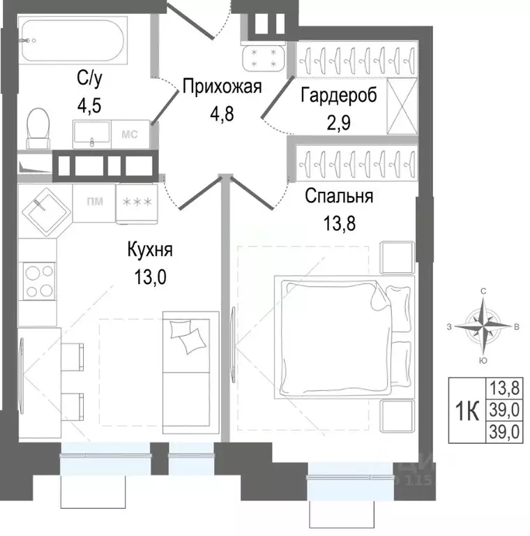 1-к кв. Московская область, Королев Первомайский мкр, Киноквартал ... - Фото 1