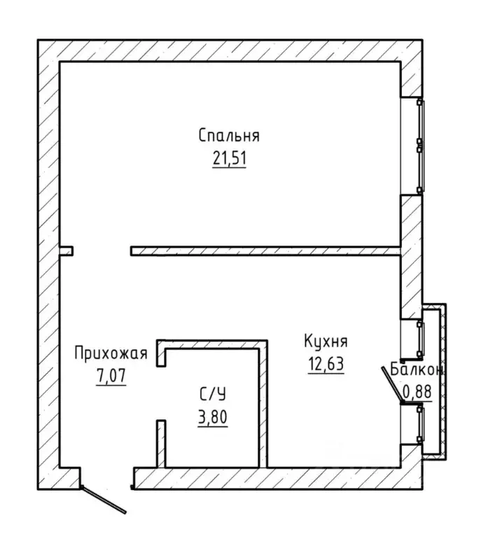 1-к кв. Кабардино-Балкария, Нальчик ул. Шогенова, 55к62 (45.0 м) - Фото 2