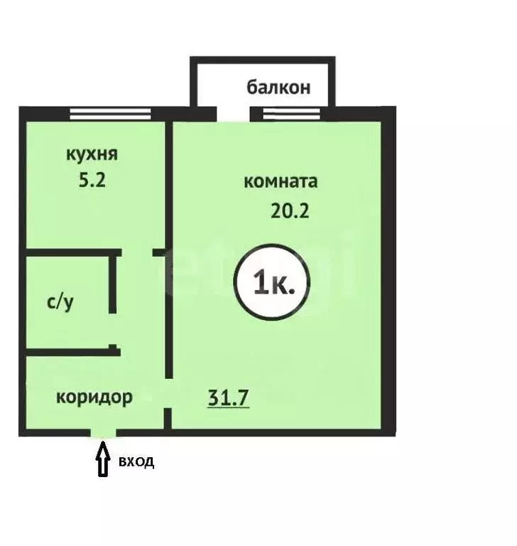 1-комнатная квартира: село Синегорск, Горная улица, 6 (31 м) - Фото 1