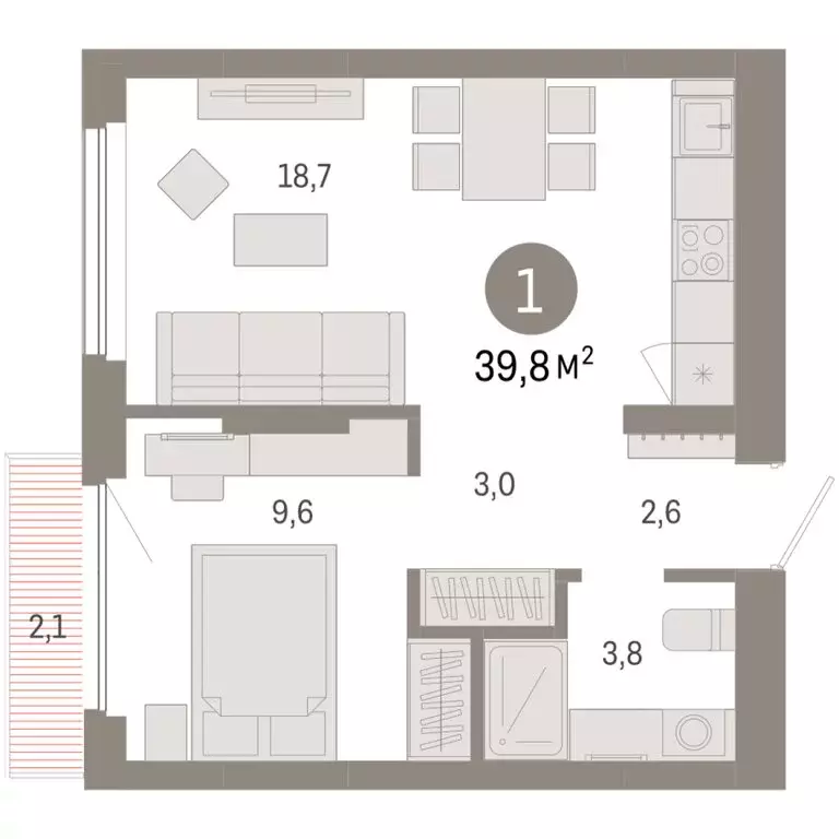 1-комнатная квартира: Новосибирск, квартал Лебедевский, 1/3 (39.8 м) - Фото 1
