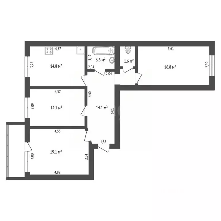 3-к кв. Амурская область, Благовещенск Игнатьевское ш., 10/4 (86.5 м) - Фото 2