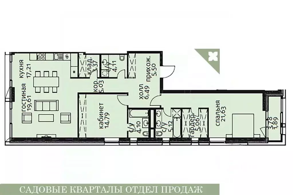 2-к кв. Москва ул. Усачева, 13 (113.91 м) - Фото 1