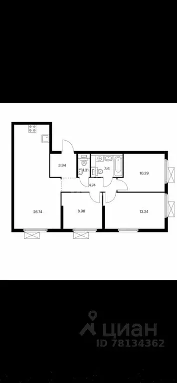 3-к кв. Москва Новоостаповская ул., 7к2 (73.0 м) - Фото 2
