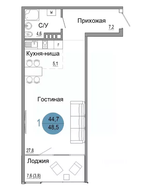 1-к кв. Крым, Керчь Белый город жилой комплекс (48.5 м) - Фото 0
