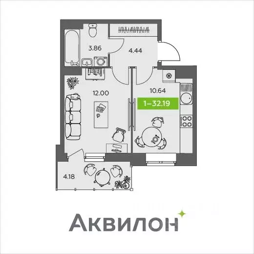 1-к кв. Архангельская область, Северодвинск  (32.19 м) - Фото 0