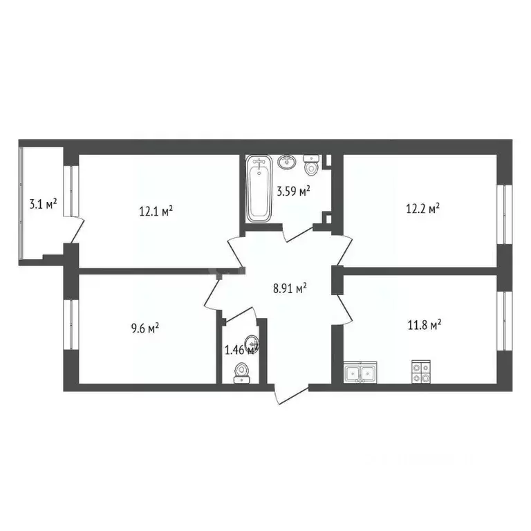 3-к кв. Тюменская область, Тюмень ул. Надира Сагдеева, 4 (59.6 м) - Фото 0