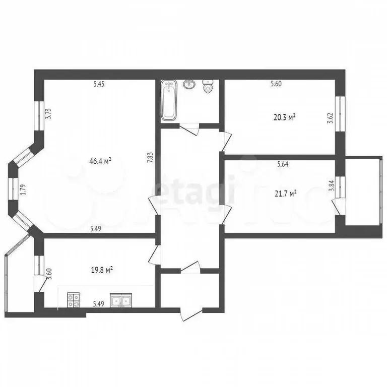3-к. квартира, 140,1 м, 9/9 эт. - Фото 0