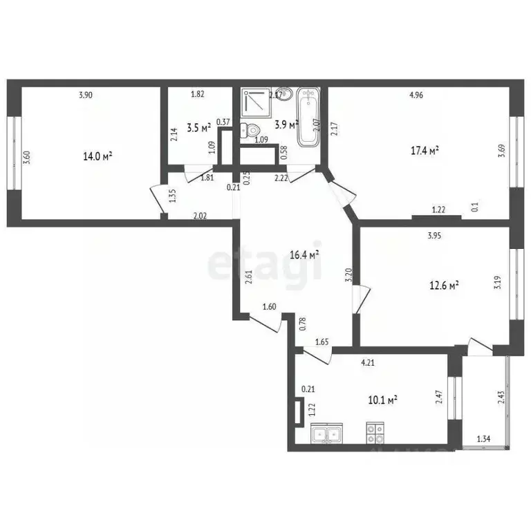 3-к кв. Севастополь ул. Горпищенко, 143к3 (78.0 м) - Фото 2