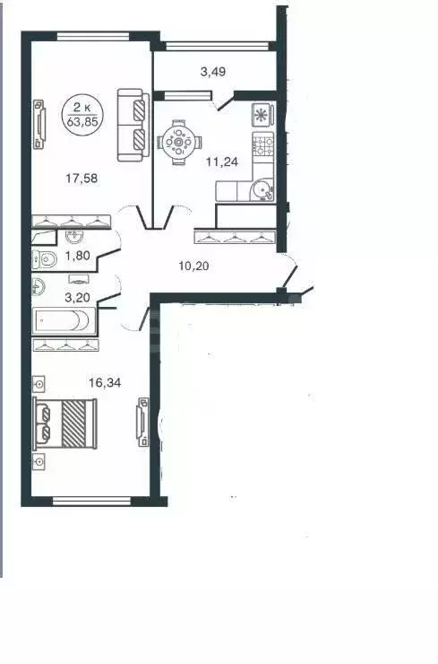 2-комнатная квартира: Тверь, улица Левитана, 72А (63.6 м) - Фото 1