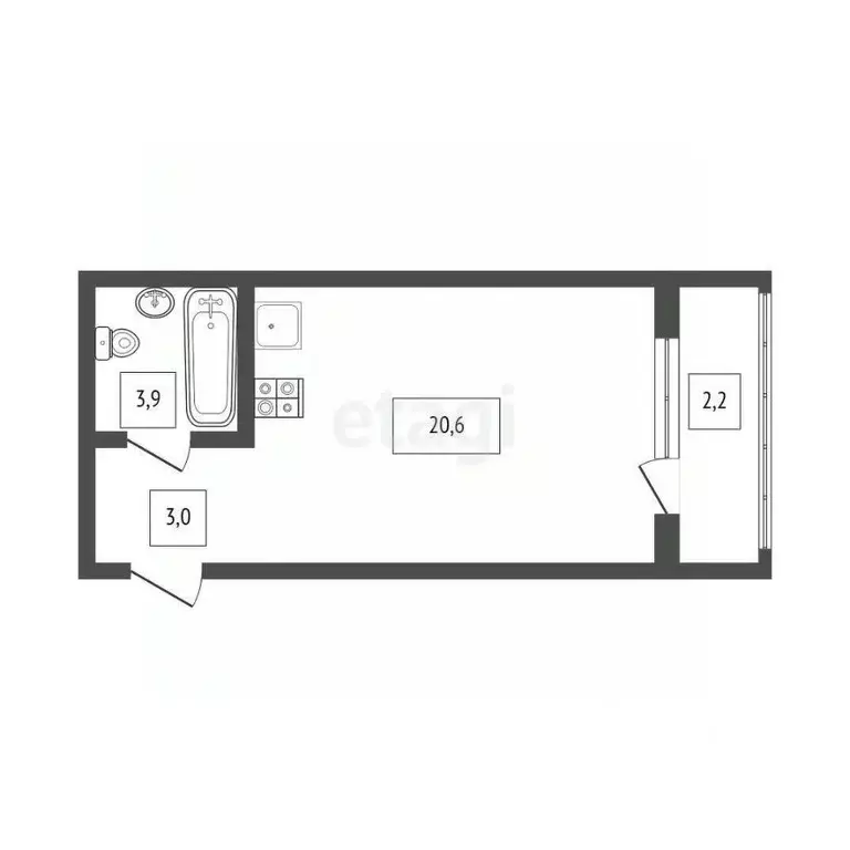 Студия Краснодарский край, Новороссийск ул. Матвейкина, 1Ак4 (27.5 м) - Фото 1