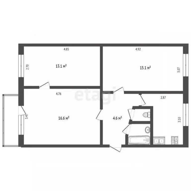 3-к кв. Вологодская область, Вологда 1-й ГПЗ-23 мкр, 7 (60.5 м) - Фото 1
