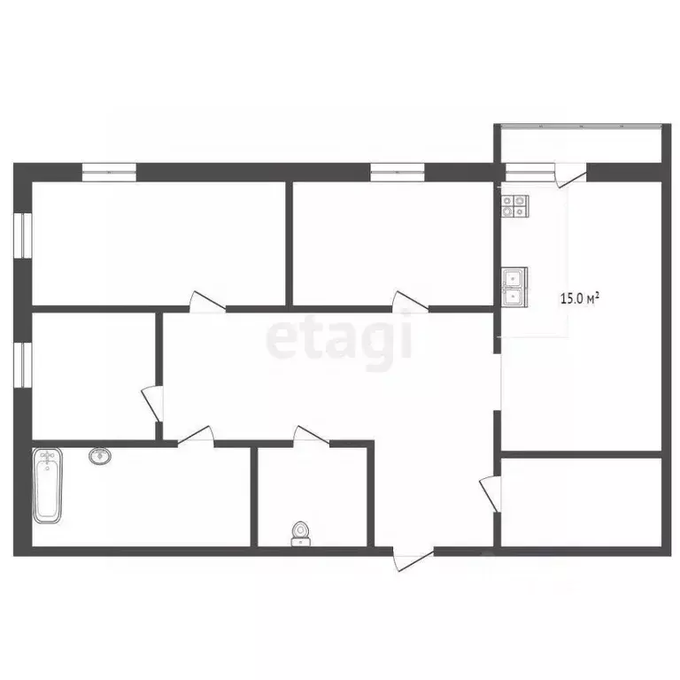 3-к кв. Вологодская область, Вологда Детский пер., 7 (80.6 м) - Фото 2